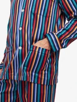 Men's Classic Fit Pyjamas Wellington 54 Cotton Multi -Derek Rose Shop mens classic fit pyjamas wellington cotton satin multi pocket