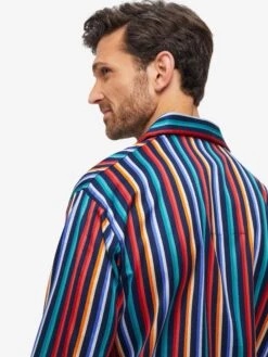 Men's Classic Fit Pyjamas Wellington 54 Cotton Multi -Derek Rose Shop mens classic fit pyjamas wellington cotton satin multi shoulder