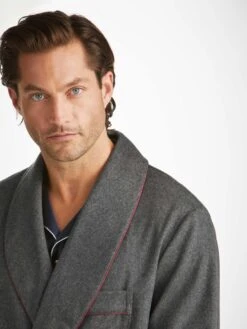 Men's Dressing Gown Duke Cashmere Charcoal 15 Men's Dressing Gown Duke Cashmere Charcoal -Derek Rose Shop mens dressing gown duke cashmere charcoal collar