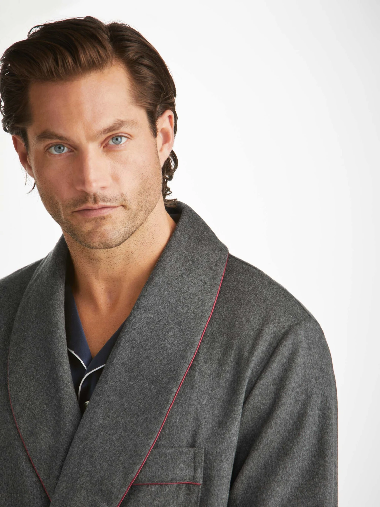 Men's Dressing Gown Duke Cashmere Charcoal 9 Men's Dressing Gown Duke Cashmere Charcoal - Image 7