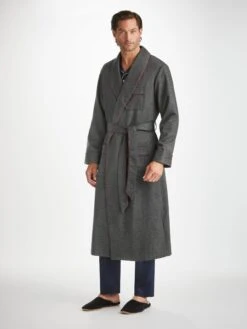 Men's Dressing Gown Duke Cashmere Charcoal 11 Men's Dressing Gown Duke Cashmere Charcoal -Derek Rose Shop mens dressing gown duke cashmere charcoal front