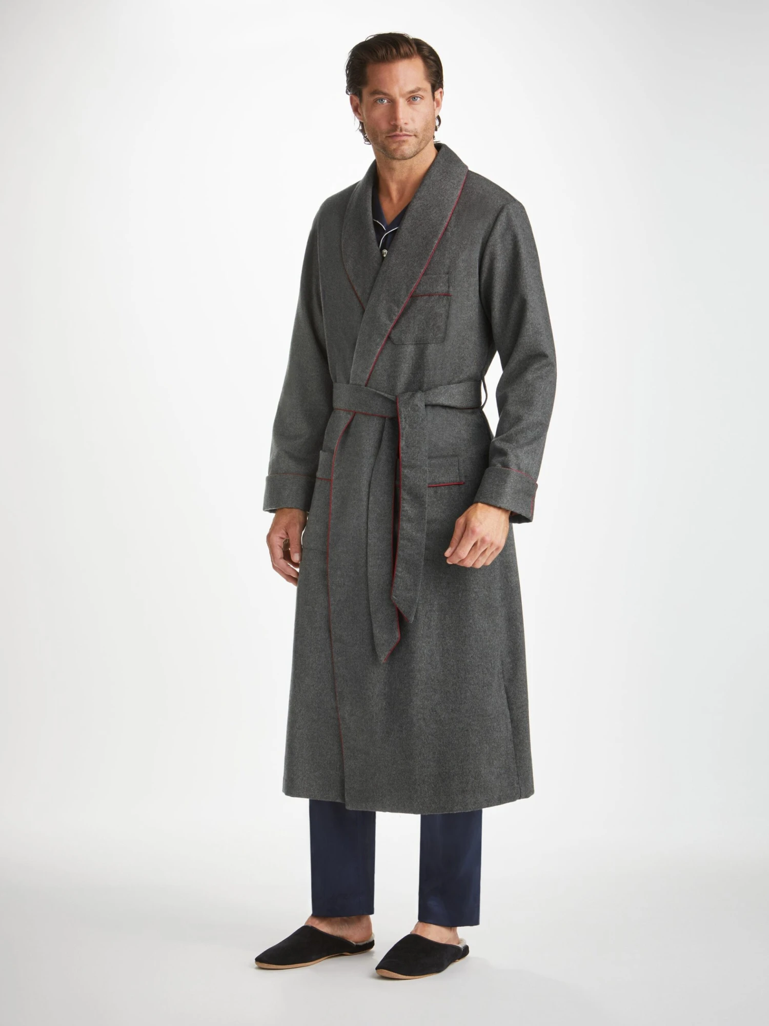 Men's Dressing Gown Duke Cashmere Charcoal 5 Men's Dressing Gown Duke Cashmere Charcoal - Image 3