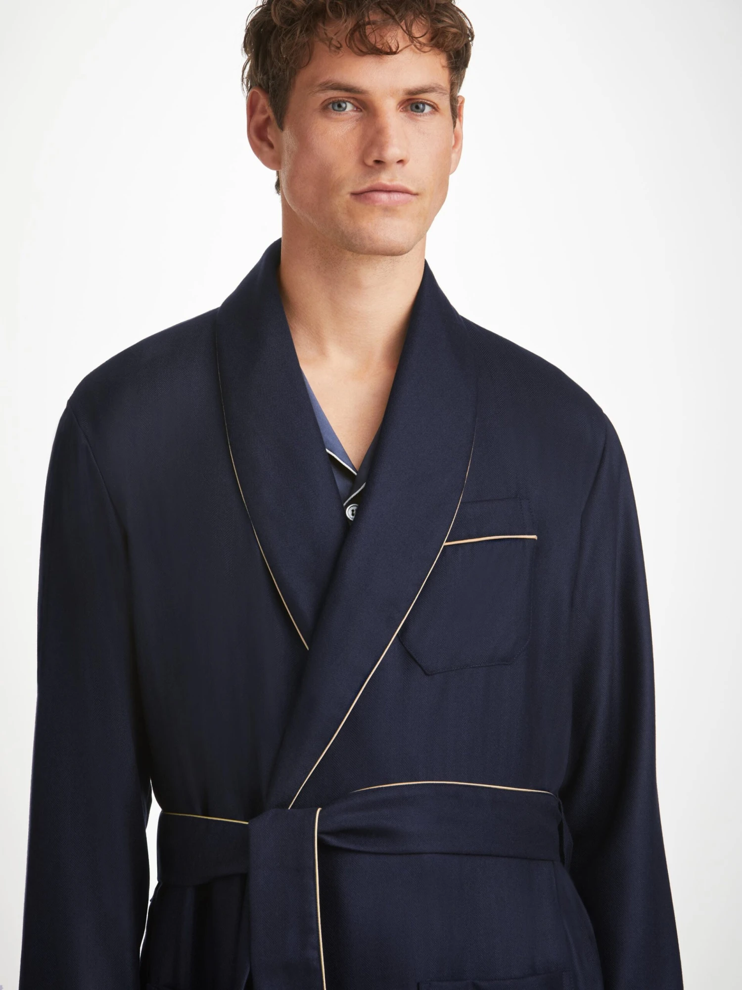 Men's Dressing Gown Duke Cashmere Navy 9 Men's Dressing Gown Duke Cashmere Navy - Image 7