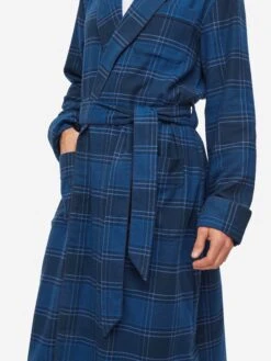 Men's Dressing Gown Kelburn 27 Brushed Cotton Navy