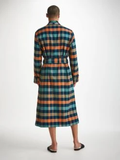 Men's Dressing Gown Kelburn 40 Brushed Cotton Multi -Derek Rose Shop mens dressing gown kelburn 40 brushed cotton multi back
