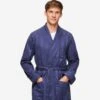 Men's Dressing Gown Lingfield Cotton Navy -Derek Rose Shop mens dressing gown lingfield cotton satin navy creative