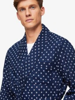 Men's Dressing Gown Nelson 93 Cotton Batiste Navy