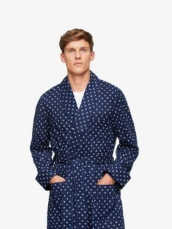Men's Dressing Gown Nelson 93 Cotton Batiste Navy -Derek Rose Shop mens dressing gown nelson 93 cotton batiste navy creative