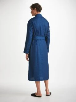 Men's Dressing Gown Paris 26 Cotton Jacquard Navy 10 Men's Dressing Gown Paris 26 Cotton Jacquard Navy -Derek Rose Shop mens dressing gown paris 26 cotton jacquard navy back