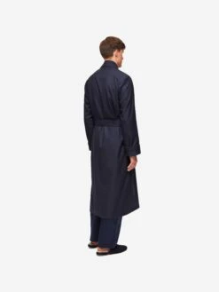 Men's Dressing Gown Westminster 2 Wool Navy 12 Men's Dressing Gown Westminster 2 Wool Navy -Derek Rose Shop mens dressing gown westminster 2 wool navy back