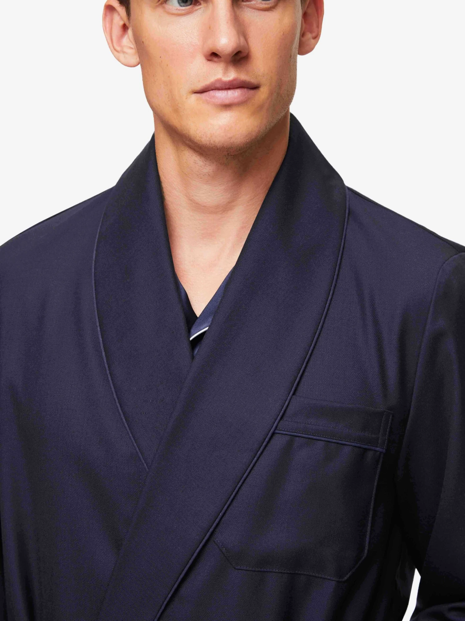 Men's Dressing Gown Westminster 2 Wool Navy 7 Men's Dressing Gown Westminster 2 Wool Navy - Image 5