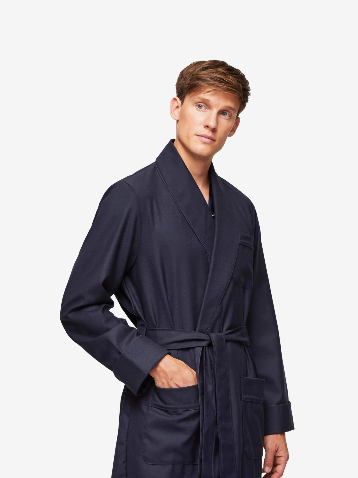 Men's Dressing Gown Westminster 2 Wool Navy 3 Men's Dressing Gown Westminster 2 Wool Navy