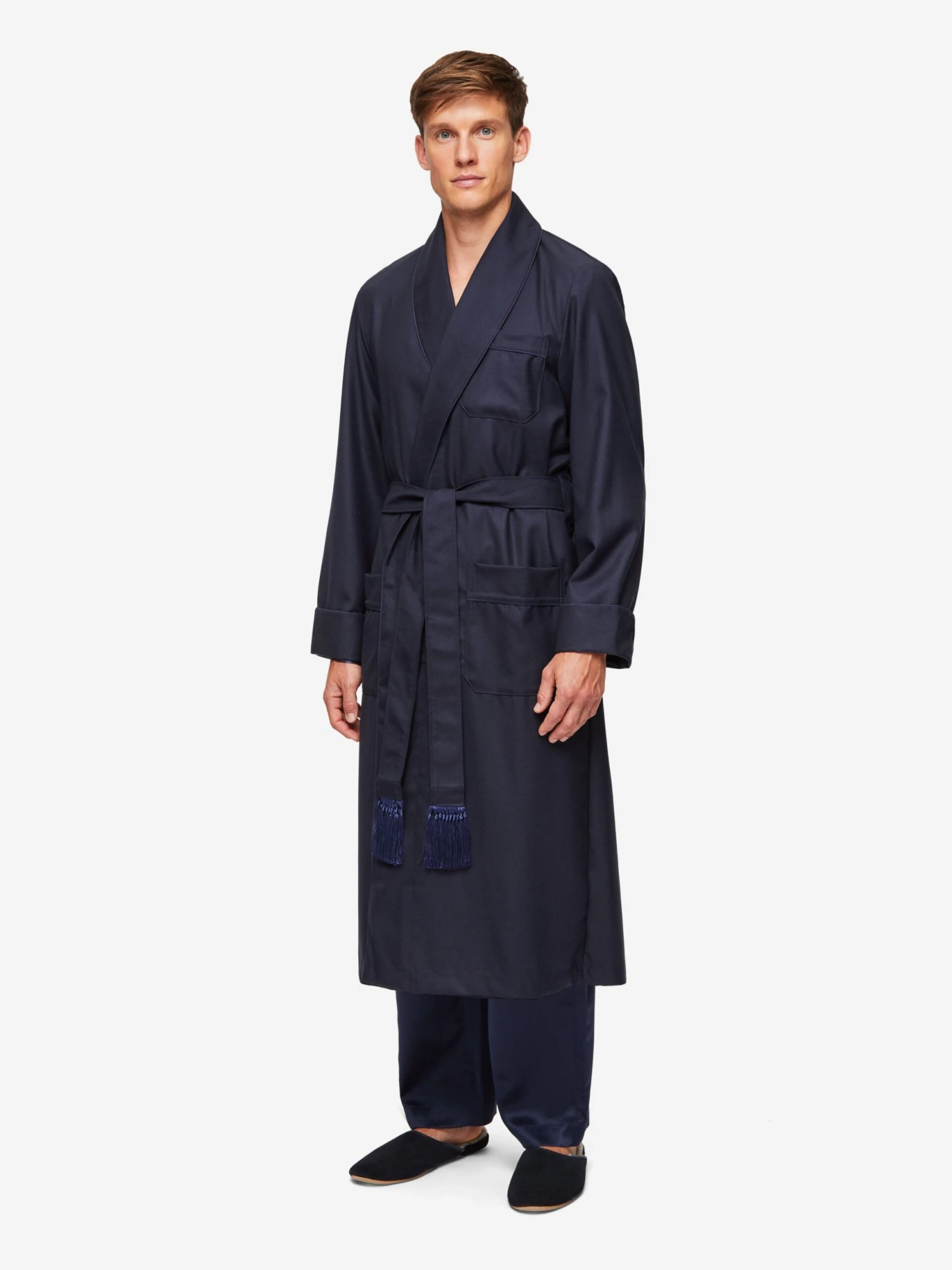 Men's Dressing Gown Westminster 2 Wool Navy 5 Men's Dressing Gown Westminster 2 Wool Navy - Image 3