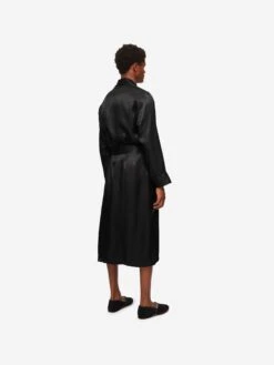Men's Dressing Gown Woburn 8 Silk Satin Black 11 Men's Dressing Gown Woburn 8 Silk Satin Black -Derek Rose Shop mens dressing gown woburn 8 silk satin black back