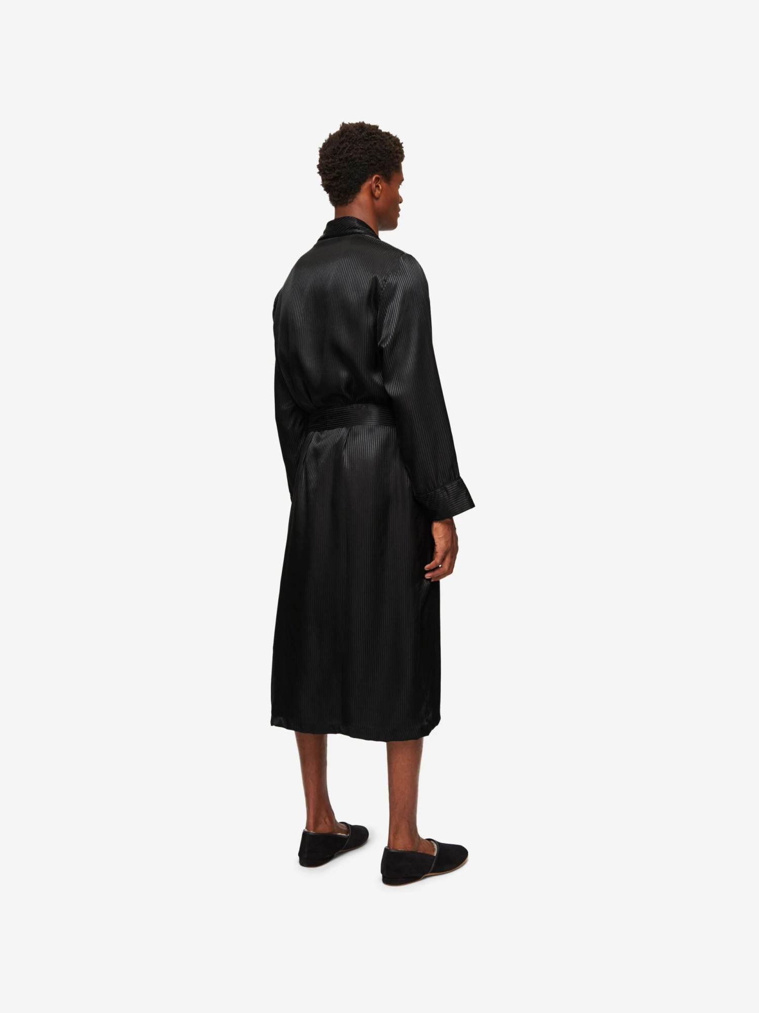 Men's Dressing Gown Woburn 8 Silk Satin Black 6 Men's Dressing Gown Woburn 8 Silk Satin Black - Image 4