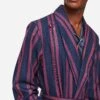 Men's Dressing Gown York 42 Wool Navy -Derek Rose Shop mens dressing gown york 42 wool navy close up collar