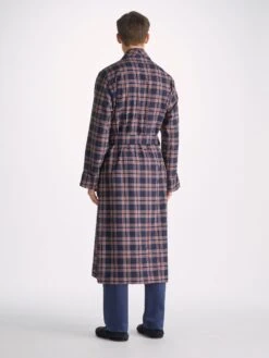 Men's Dressing Gown York 44 Wool Navy -Derek Rose Shop mens dressing gown york 44 wool navy back