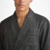Men's Dressing Gown York 45 Wool Charcoal -Derek Rose Shop mens dressing gown york 45 wool charcoal collar