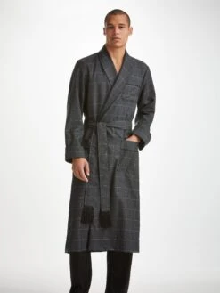 Men's Dressing Gown York 45 Wool Charcoal -Derek Rose Shop mens dressing gown york 45 wool charcoal creatove