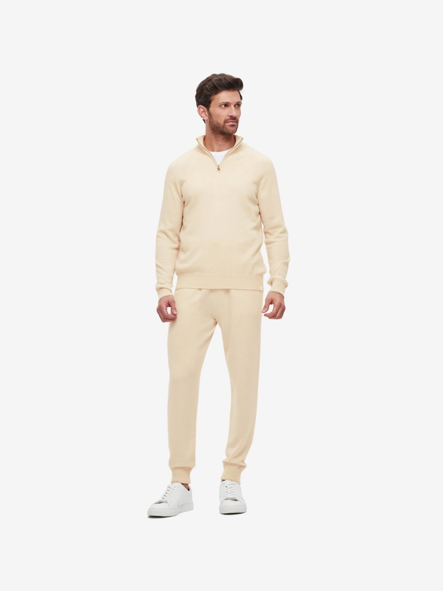 Men's Half-Zip Sweater Finley Cashmere Cream 5 Men's Half-Zip Sweater Finley Cashmere Cream - Image 3