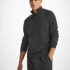Men's Half-Zip Sweater Finley Cashmere Charcoal -Derek Rose Shop mens half zip sweater finley cashmere charcoal heather creative