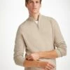 Men's Half-Zip Sweater Finley Cashmere Oat -Derek Rose Shop mens half zip sweater finley cashmere oat creative