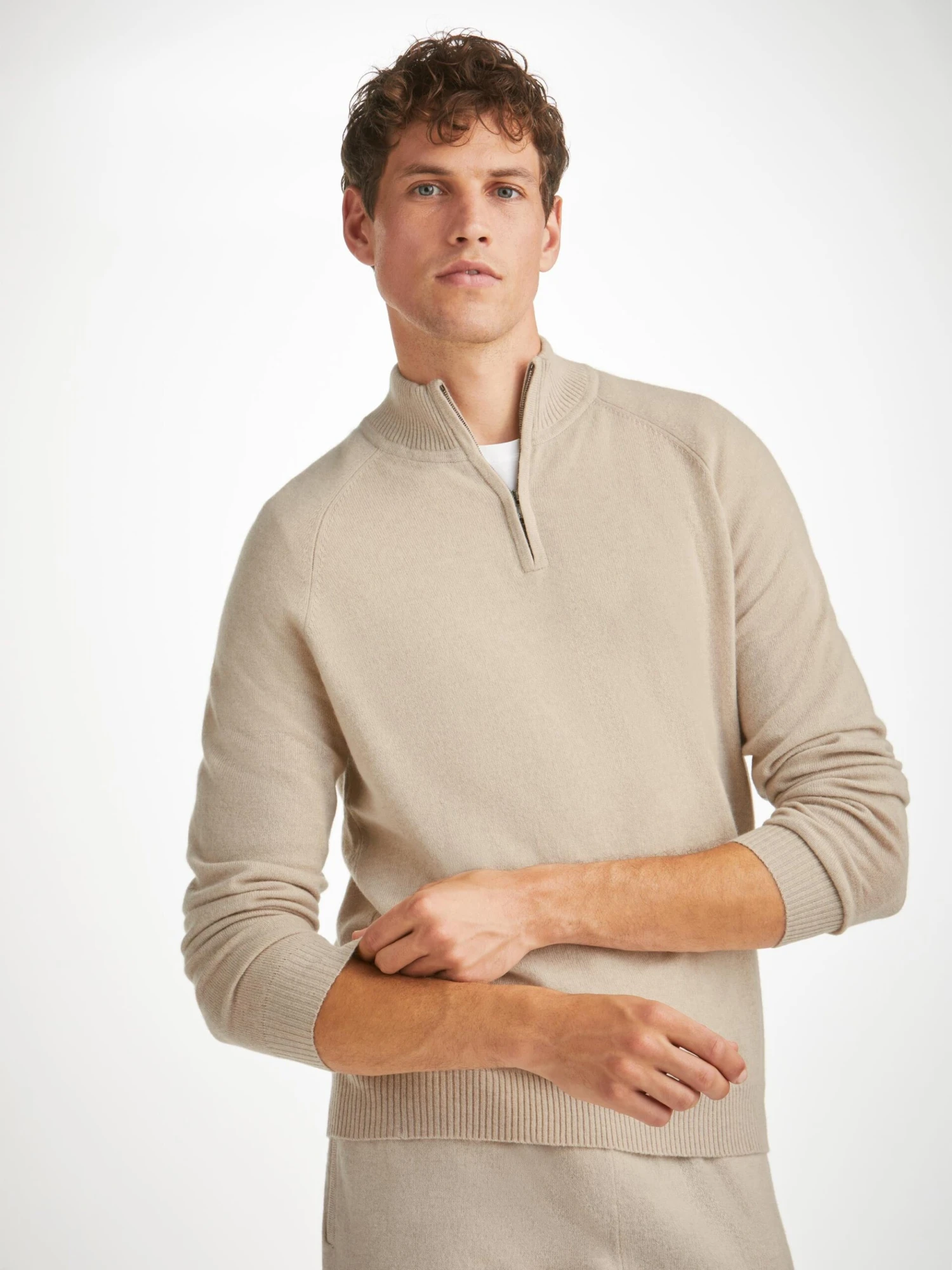 Men's Half-Zip Sweater Finley Cashmere Oat 3 Men's Half-Zip Sweater Finley Cashmere Oat