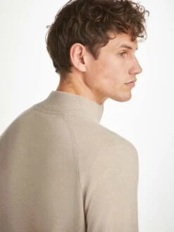 Men's Half-Zip Sweater Finley Cashmere Oat 15 Men's Half-Zip Sweater Finley Cashmere Oat -Derek Rose Shop mens half zip sweater finley cashmere oat shoulder