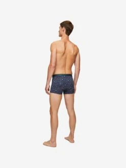 Men's Boxer Briefs Birds Pima Cotton Stretch Navy -Derek Rose Shop mens hipster birds pima cotton stretch navy back