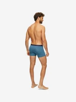 Men's Boxer Briefs Geometric Pima Cotton Stretch 3 Navy -Derek Rose Shop mens hipster geometric pima 3 navy back