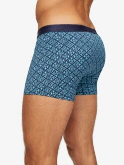 Men's Boxer Briefs Geometric Pima Cotton Stretch 3 Navy -Derek Rose Shop mens hipster geometric pima 3 navy side