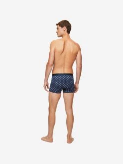 Men's Boxer Briefs Geometric Pima Cotton Stretch 4 Navy -Derek Rose Shop mens hipster geometric pima 4 navy back