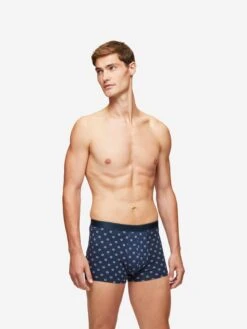 Men's Boxer Briefs Geometric Pima Cotton Stretch 4 Navy -Derek Rose Shop mens hipster geometric pima 4 navy creative