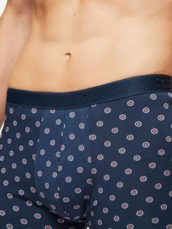 Men's Boxer Briefs Geometric Pima Cotton Stretch 4 Navy -Derek Rose Shop mens hipster geometric pima 4 navy waistband