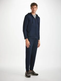 Men's Hoodie Basel Micro Modal Stretch Navy 11 Men's Hoodie Basel Micro Modal Stretch Navy -Derek Rose Shop mens hoodie basel micro modal stretch navy front