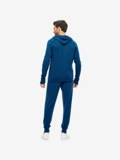 Men's Hoodie Finley Cashmere Ocean Blue -Derek Rose Shop mens hoodie finley 10 cashmere blue back