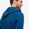 Men's Hoodie Finley Cashmere Ocean Blue -Derek Rose Shop mens hoodie finley 10 cashmere blue shoulder close up