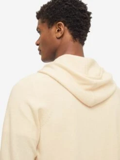 Men's Hoodie Finley Cashmere Cream 14 Men's Hoodie Finley Cashmere Cream -Derek Rose Shop mens hoodie finley 10 cashmere cream back hood close up