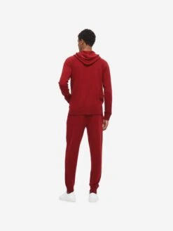 Men's Hoodie Finley Cashmere Deep Red -Derek Rose Shop mens hoodie finley 10 cashmere red back