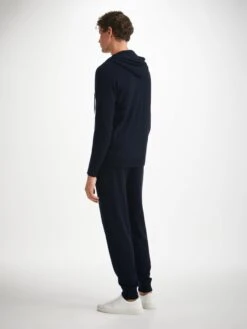 Men's Hoodie Finley Cashmere Navy -Derek Rose Shop mens hoodie finley cashmere navy back