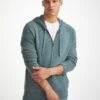 Men's Hoodie Finley Cashmere Teal -Derek Rose Shop mens hoodie finley cashmere teal creative