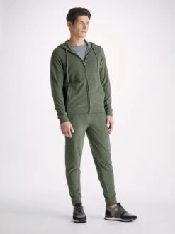 Men's Hoodie Isaac Terry Cotton Soft Green 9 Men's Hoodie Isaac Terry Cotton Soft Green -Derek Rose Shop mens hoodie isaac terry cotton green front