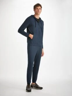 Men's Hoodie London 12 Micro Modal Navy -Derek Rose Shop mens hoodie london 12 micro modal navy front