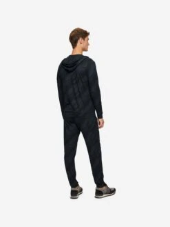 Men's Hoodie London 8 Micro Modal Black -Derek Rose Shop mens hoodie london 8 micro modal black back