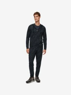 Men's Hoodie London 8 Micro Modal Black -Derek Rose Shop mens hoodie london 8 micro modal black front