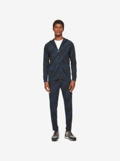Men's Hoodie London 8 Micro Modal Navy -Derek Rose Shop mens hoodie london 8 micro modal navy front