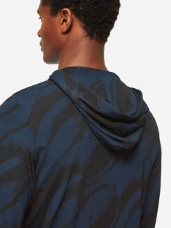 Men's Hoodie London 8 Micro Modal Navy -Derek Rose Shop mens hoodie london 8 micro modal navy hood