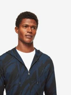 Men's Hoodie London 8 Micro Modal Navy -Derek Rose Shop mens hoodie london 8 micro modal navy zip