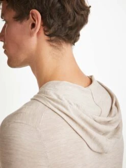 Men's Hoodie Orson Merino Wool Oat -Derek Rose Shop mens hoodie orson merino wool beige hood