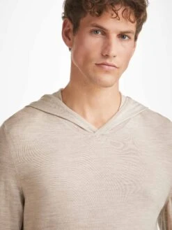 Men's Hoodie Orson Merino Wool Oat -Derek Rose Shop mens hoodie orson merino wool beige nack